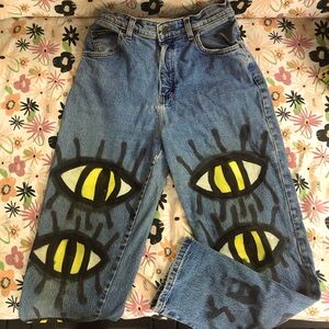 Vintage, Hand-painted Riders Jeans
